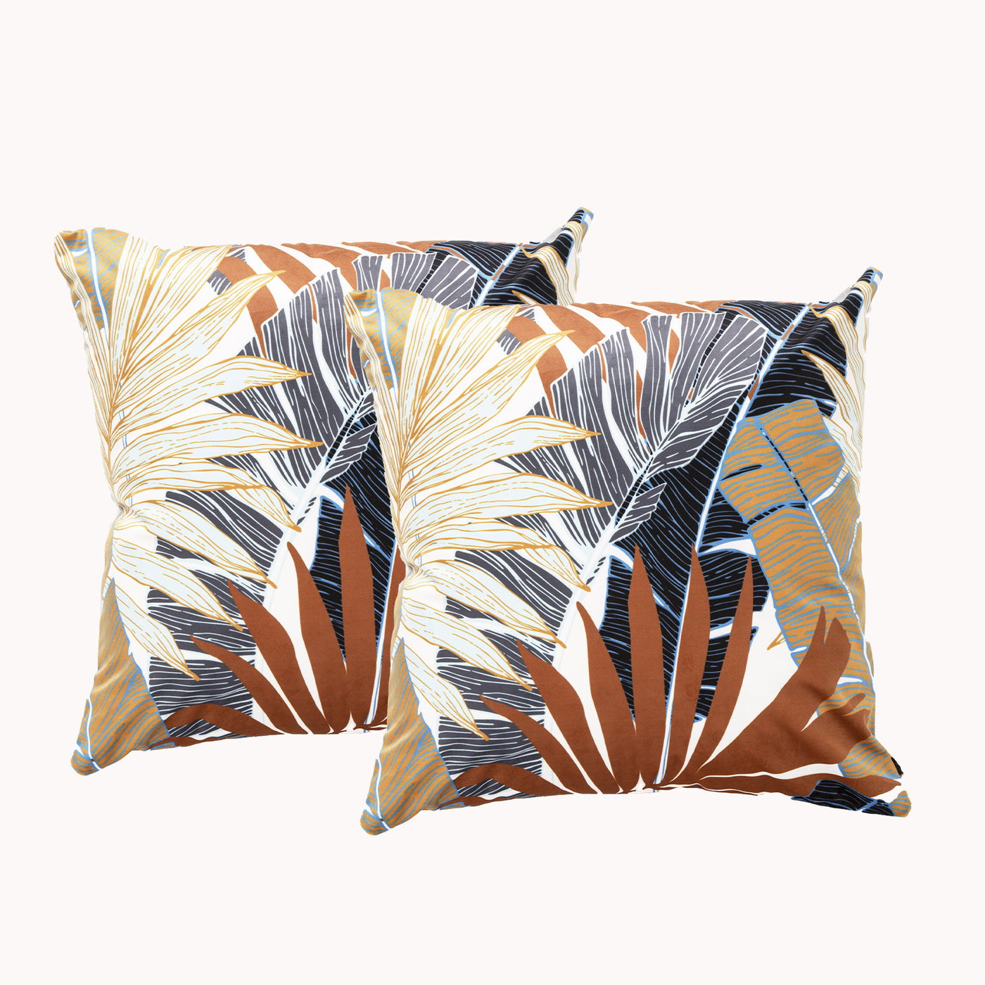 Foilage Twin Pack Poly Velvet Printed Cushion by Renee Taylor