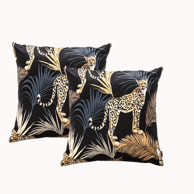 Jungle Twin Pack Poly Velvet Printed Cushion by Renee Taylor