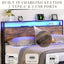 Queen Bed Frame with Storage, Industrial Bed with Led Lights Headboard and 2 Drawers, Wooden Bed Frames with Charging Station, Noise Free, No Box Spring Needed, Easy Assembly, Rustic Brown