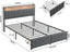 Queen Bed Frame with 2 Storage Drawers and LED Lights Headboard, Upholstered Bed Frame with Charging Station, No Box Spring Needed, Easy Assembly - Grey
