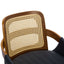 Set of 2 Rattan Back Dining Chairs, Black Faux Leather