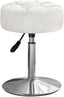 Adjustable Vanity Stool, 360 Swivel Chair for Makeup Room, White Faux Leather Stool for Bathroom & Living Room