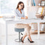 Adjustable Vanity Stool, 360Ã‚Â°Swivel Vanity Chair for Makeup Room, Grayish Blue Stool Chair for Vanity, Small Faux Leather Vanity Stools for Bathroom, Living Room