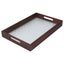 Serving Tray Walnut Wood Vintage Glass Cake Bread Breakfast Snack Plate Elegant Rectangle Tray