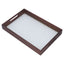 Serving Tray Walnut Wood Vintage Glass Cake Bread Breakfast Snack Plate Elegant Rectangle Tray
