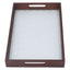 Serving Tray Walnut Wood Vintage Glass Cake Bread Breakfast Snack Plate Elegant Rectangle Tray