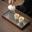 Serving Tray Walnut Wood Vintage Glass Cake Bread Breakfast Snack Plate Elegant Rectangle Tray