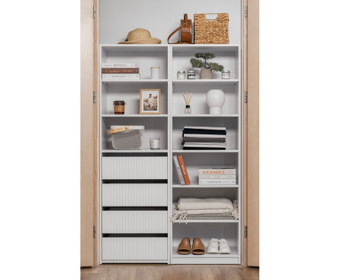 GENEVA THREE SHELF/FOUR DRAWER BUILT IN WARDROBE - FLUTED