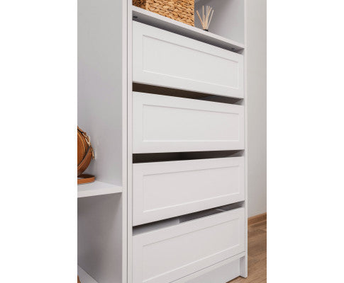 MALMO THREE SHELF/FOUR DRAWER WALK IN WARDROBE - HAMPTONS