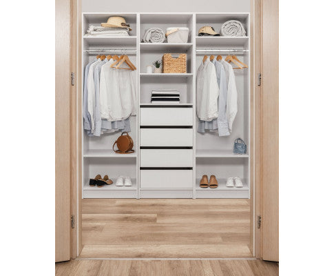 MALMO THREE SHELF/FOUR DRAWER WALK IN WARDROBE - VJ PANEL