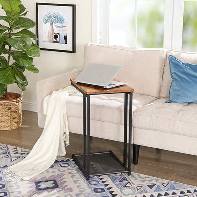 Bedside Table with Mesh Shelf, Rustic Brown