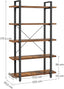 Bookshelf 5-Tier Industrial Stable Bookcase Rustic Brown and Black
