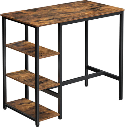 Dining Table with 3 Shelves and Industrial Style Stable Steel Structure, 109 x 60 x 100 cm, Rustic Brown