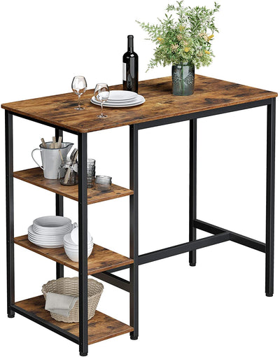 Dining Table with 3 Shelves and Industrial Style Stable Steel Structure, 109 x 60 x 100 cm, Rustic Brown