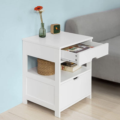 White Bedside Table with 2 Drawers