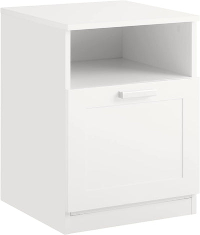 Bedside Table Shelf Drawer, White