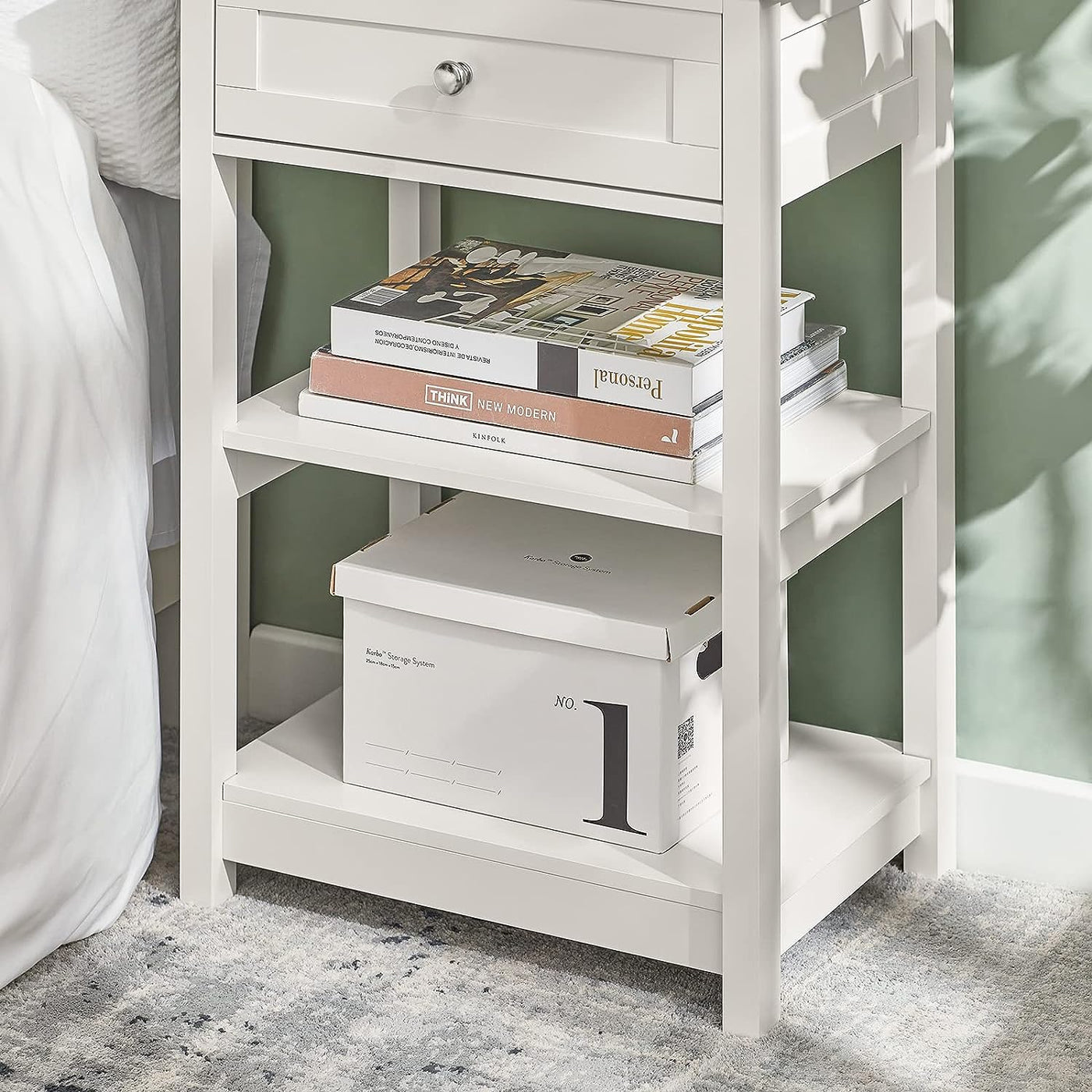 Bedside Table with Drawer Shelves