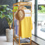 3-Tier Wooden Clothes Rack Rolling Garment Stand w/ Hooks