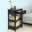 Black Bedside Table with 1 Drawer and 2 Shelves