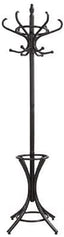 Brown Coat Rack with Stand Wooden Hat and 12 Hooks Hanger Walnut tree