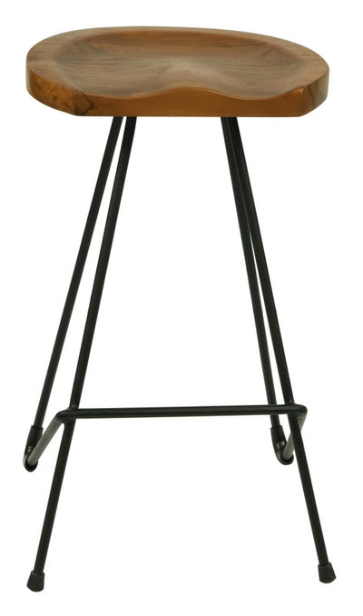 Saddle Shape Timber Top Iron Bar Stool