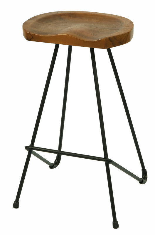 Saddle Shape Timber Top Iron Bar Stool