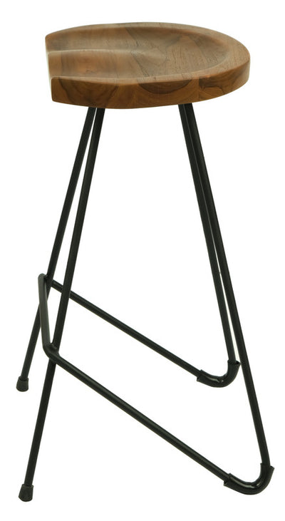 Saddle Shape Timber Top Iron Bar Stool