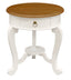 Round Cabriole Leg 1 Drawer Lamp Table (White Caramel)