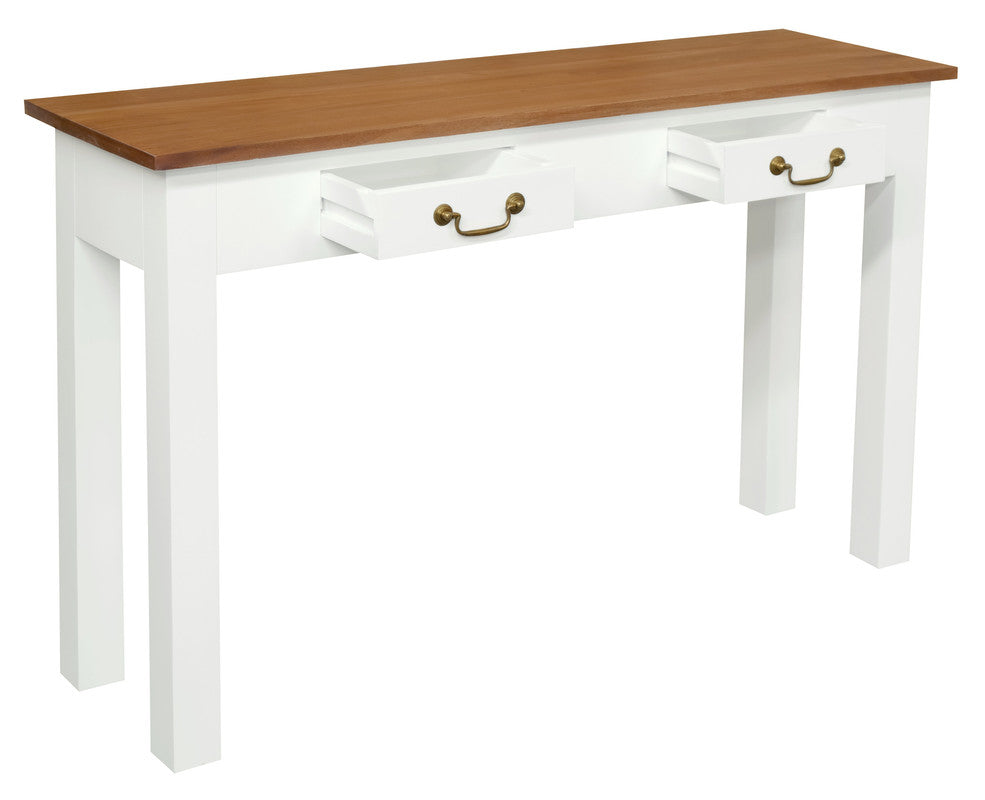 2 Drawer Straight Leg Sofa/Hall Table (White Caramel)