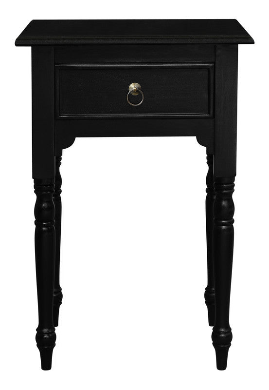 Milly Turn Leg 1 Drawer Side Table (Black)