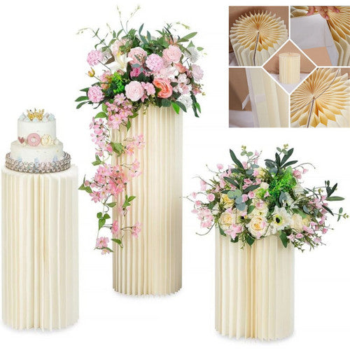 3 Pcs Carboard Round Plinth Cylinder Pedestal Wedding Flower Display S