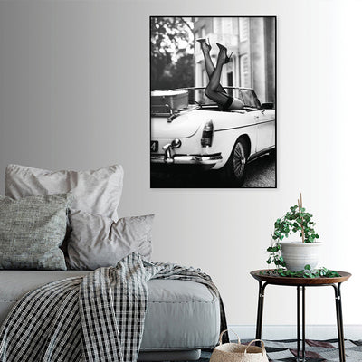 Wall Art 40cmx60cm High Heels in Classic Car Black Frame Canvas