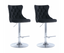 2x Height Adjustable Swivel Bar Stool Velvet Studs Barstool with Footrest and Chromed Base- Black