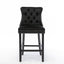 4X Velvet Bar Stools with Studs Trim Wooden Legs Tufted Dining Chairs Kitchen