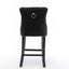 4X Velvet Bar Stools with Studs Trim Wooden Legs Tufted Dining Chairs Kitchen