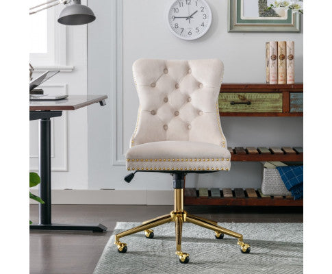 Velvet Home Office Chair- Beige