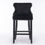 4x Velvet Upholstered Button Tufted Bar Stools with Wood Legs and Studs-Black
