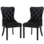 8x Velvet Dining Chairs Upholstered Tufted Kithcen Chair with Solid Wood Legs Stud Trim and Ring-Black