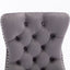 6x Velvet Dining Chairs Upholstered Tufted Kithcen Chair with Solid Wood Legs Stud Trim and Ring-Gray