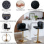 2x Faux Leather Golden Base Swivel Bar Stools- Black