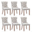 6x AADEN Modern Elegant Button-Tufted Upholstered Fabric with Studs Trim and Wooden legs Dining Side Chair-Beige