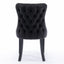 6x Velvet Upholstered Dining Tufted Chairs with Studs Trim and Solid Wood Legs-Black