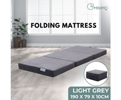 GOMINIMO 3 Fold Folding Mattress Single Light Grey GO-FM-101-EON