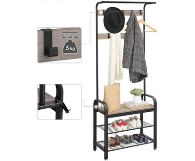 VASAGLE Coat Rack Stand Greige and Black HSR40MB