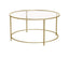 VASAGLE Round Coffee Table Glass Table with Steel Frame Gold LGT21G