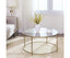 VASAGLE Round Coffee Table Glass Table with Steel Frame Gold LGT21G