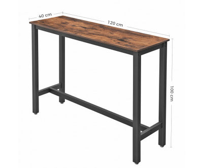 VASAGLE Bar Table 120cm Rustic Brown and Black LBT12X