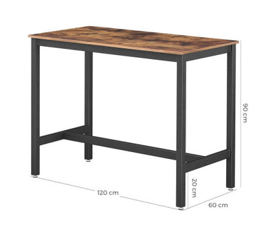 VASAGLE Bar Table Industrial Kitchen Table Dining Table With Solid Metal Frame for Cocktails Bar Party Cellar Restaurant Living Room Wood Look LBT91X