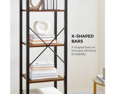 VASAGLE Narrow Bookcase Small 6-Tiers Bookshelf Industrial Rustic Brown and Black