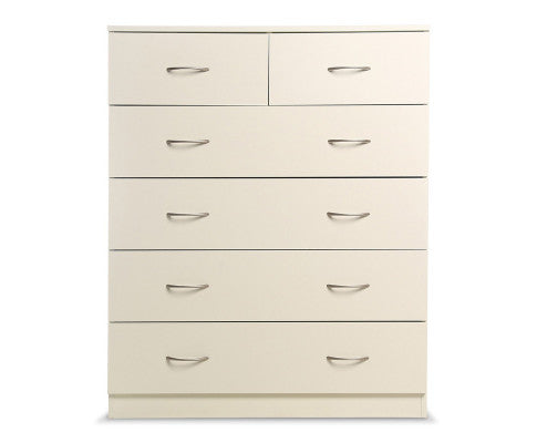 Sarantino Tallboy Dresser 6 Chest Of Drawers Cabinet 85 X 39.5 X 105 - White